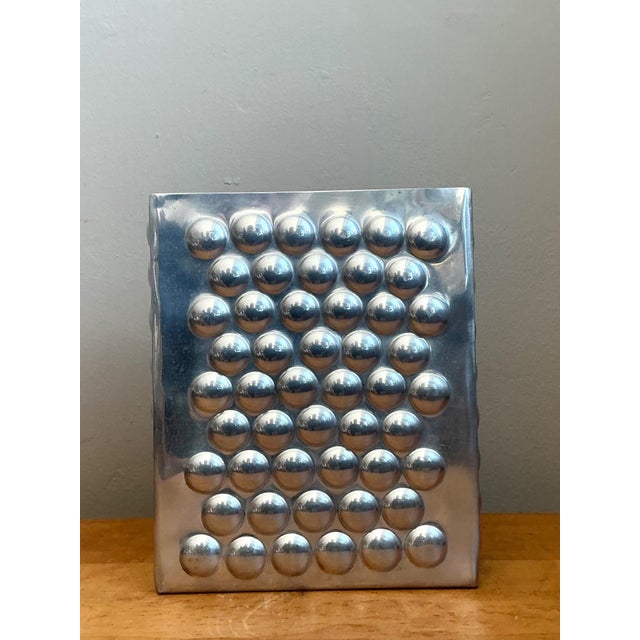Silver Vintage Modernist Aluminum Vase For Sale - Image 8 of 18