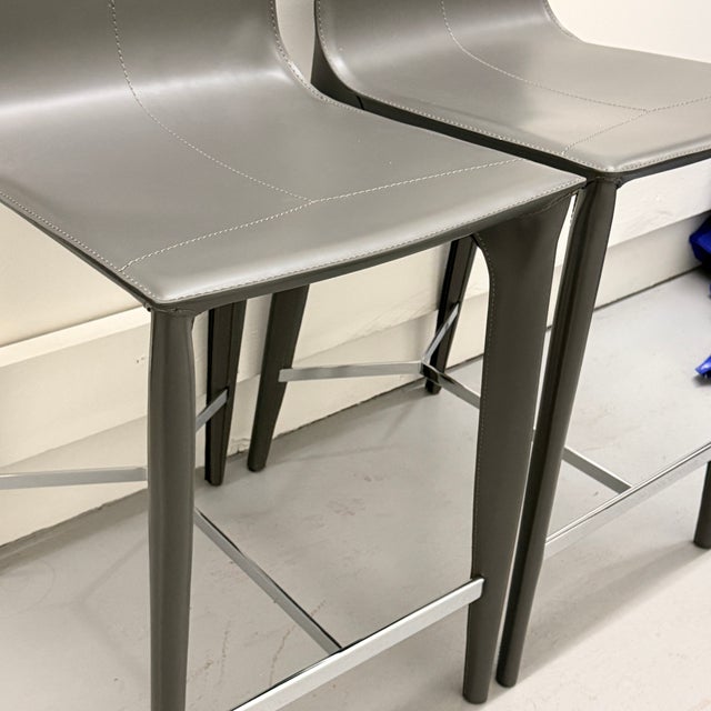 Animal Skin Pair of Holly Hunt Adriatic Counter Stools For Sale - Image 7 of 12