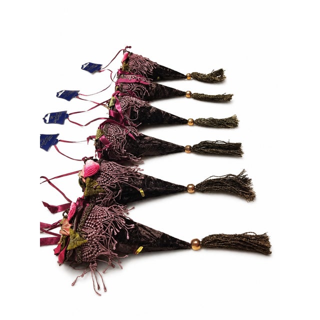 Victorian Unused Christmas Traditions by Aldik Chocolate Brown Tassel Ornaments — Set of 6 For Sale - Image 3 of 6