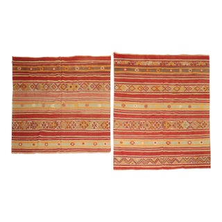 Vintage Tribal Turkish Kilim Flat-Weaves - A Pair - 5'10" x 6'6" For Sale
