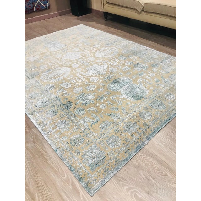 Indian Wool and Silk Rug, 1970s For Sale - Image 4 of 18