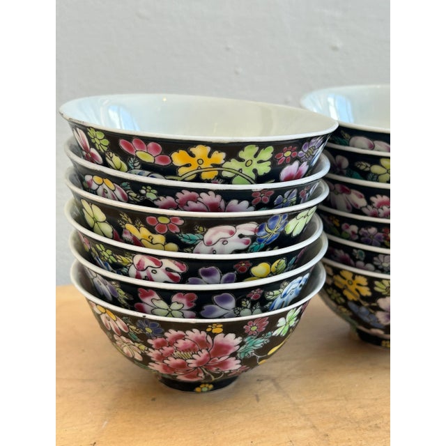 Vintage Chinese Mille Fleur Noire Set - Set of 29 For Sale - Image 6 of 7