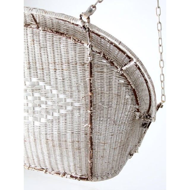Vintage White Wicker Hanging Bench Circa 1930s-1940s For Sale - Image 14 of 18