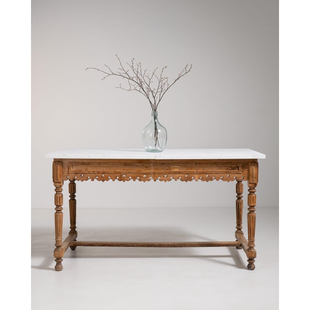 French Butcher's Table with Marble Top, Antique, France, Circa 1900 For Sale - Image 11 of 14