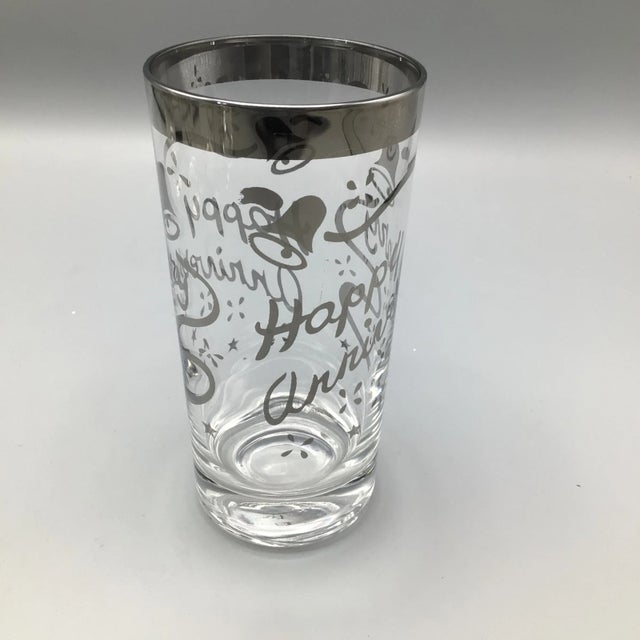 Metal Happy Anniversary Platinum Rim Cocktail Glasses-Set of 6 For Sale - Image 7 of 13