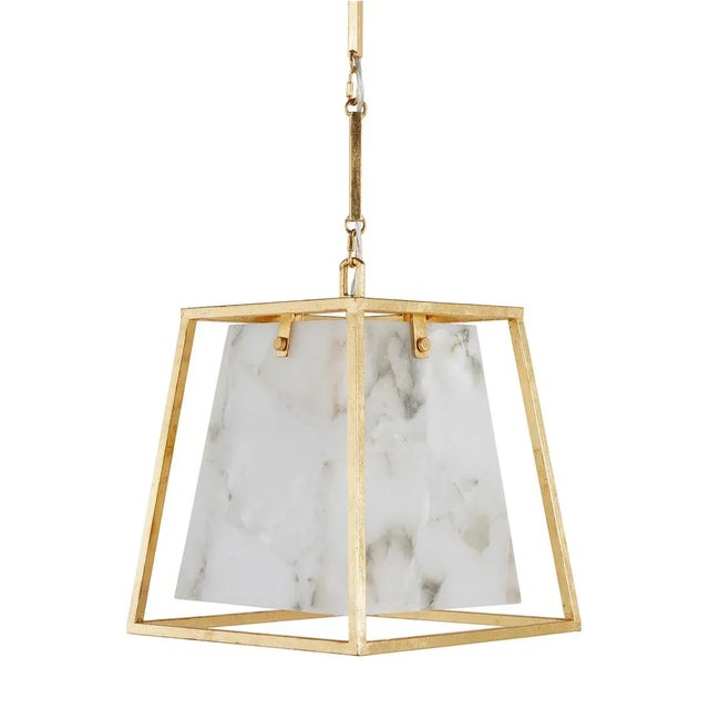Stacey Gold Leaf & Alabaster Fixture For Sale In Chicago - Image 6 of 6