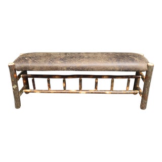 Adirondack Leather Bench For Sale