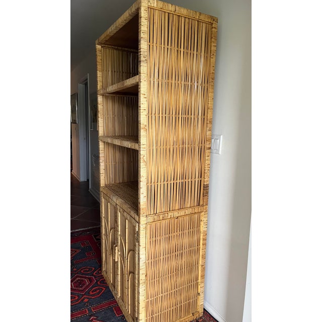 1970s Vintage Wicker & Rattan Etagere Chairish