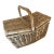 Woven Rattan Picnic Basket with Center Handle and Duo Opening Sides For Sale