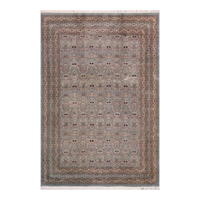 Shabby Chic 1990's Floral Pak-Persian Green/Green Wool Rug - 10'2'' X 14'2'' For Sale