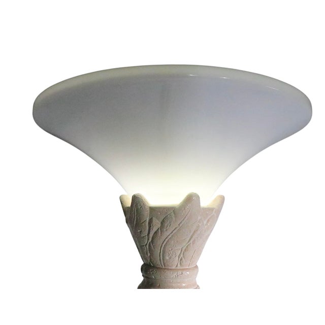 Late 20th Century Post Modern Hollywood Regency Plaster and Plastic Torchiere Floor Lamp C. 1980/90's For Sale - Image 5 of 9