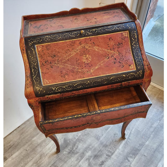 Late 20th Century Louis XV Leather Wrapped Ladies Desk by Theodore Alexander For Sale - Image 12 of 15