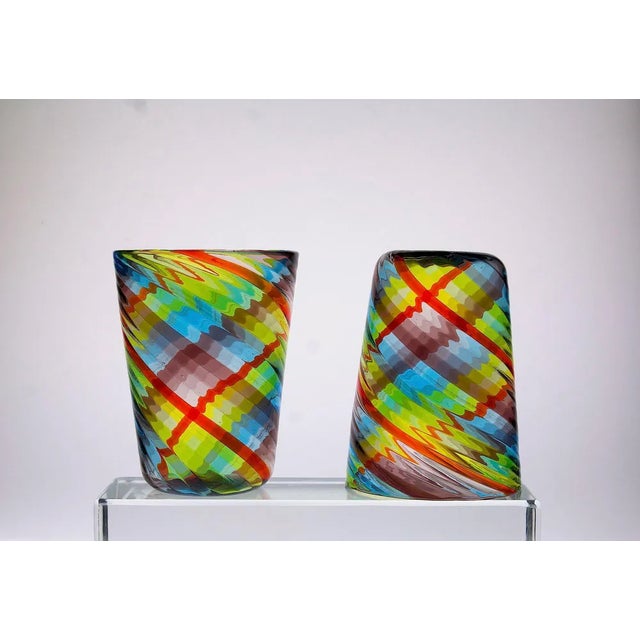Murano Glasses in Tartan by Silvio Piattelli, Set of 6 For Sale - Image 9 of 13