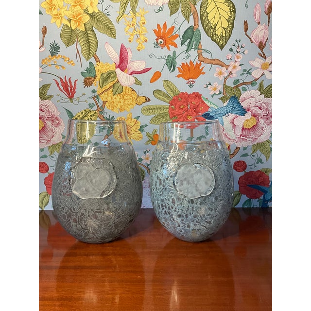 This pair of Kjell Engman vases from the Fossil series has a textured surface with a center medallion. No chips or cracks,...