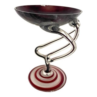Hand Blown Amethyst “Jellyfish” Polish Art Glass Centerpiece Bowl - Attributed Jozefina Krosno For Sale