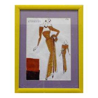 1980s Givenchy Paris No. 61 Traditional Watercolor Painting For Sale
