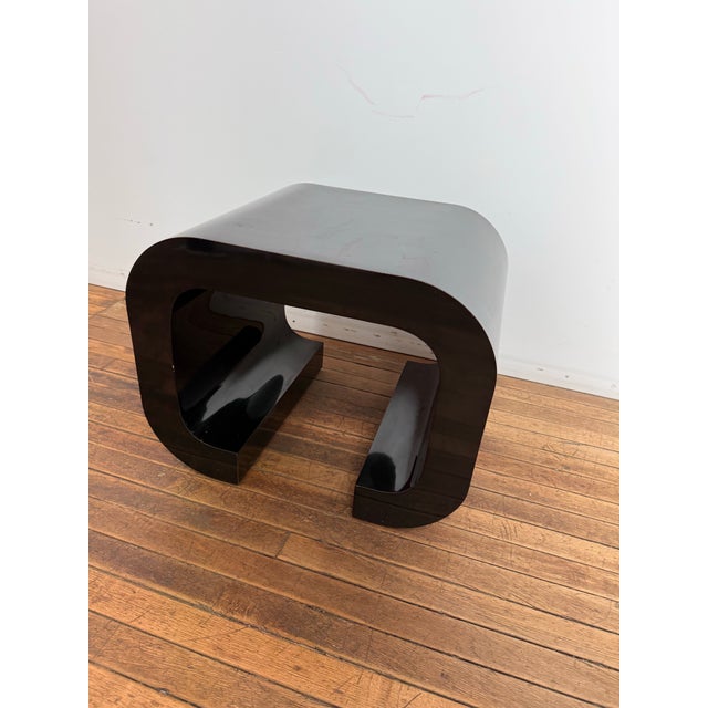 Art Deco 1980 Black Laminate Waterfall End Table For Sale - Image 3 of 6