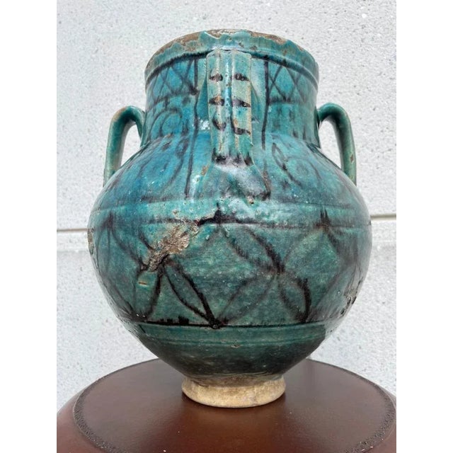 Baroque 18th Century Turkish Ottoman Turquoise Glazed Storage Jar For Sale - Image 3 of 12
