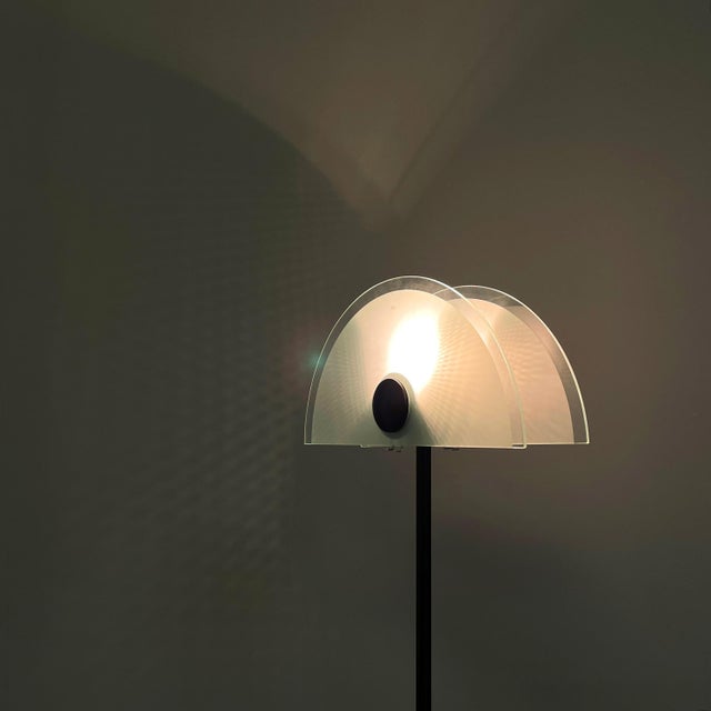 Black Italian Modern Floor Lamp in Matt Glass Lampshape and Black Metal, 1980s For Sale - Image 8 of 18