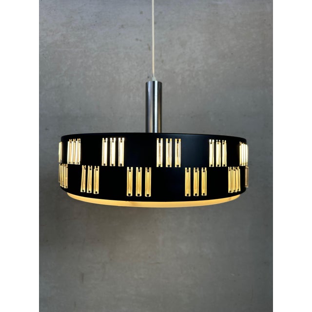Metal Vintage Space Age Pendant Lamp in Glass, 1970s For Sale - Image 7 of 11