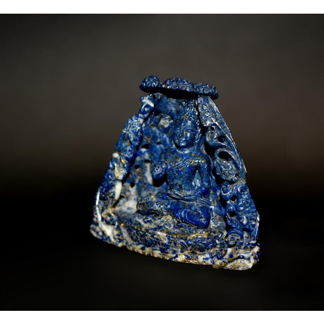 Lapis Lazuli Buddha in Alcove Finely Carved For Sale - Image 4 of 14