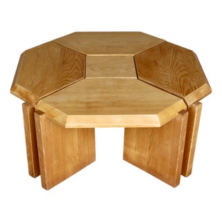 Modular Coffee Tables in Light Oak. France, 1970s, Set of 5 For Sale