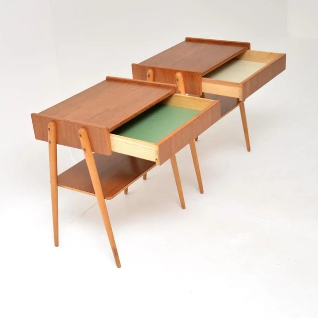 Vintage Swedish Teak Bedside Tables from AB Carlstrom, 1960s, Set of 2 For Sale - Image 4 of 9