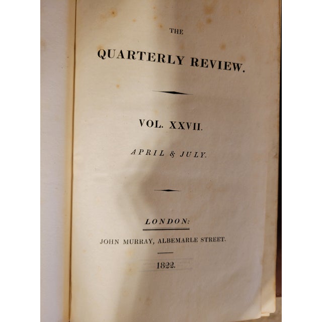 The Quarterly Review, 1812-1822 8 Vol. Half Calf For Sale - Image 4 of 15