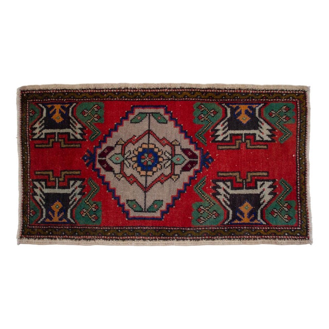 Textile Hand Knotted Small Oushak Rug Faded Mini Rug Mat - 1'8" X 3' For Sale - Image 7 of 13