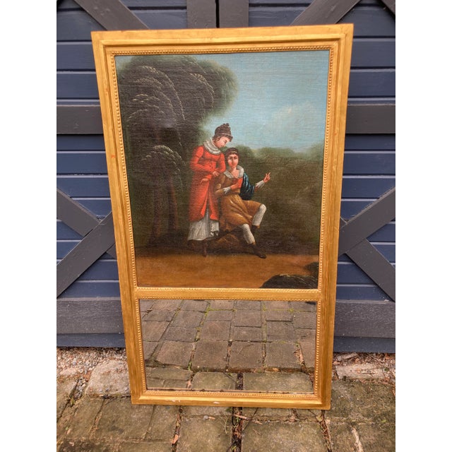 Antique Trumeau Painting With Mirror For Sale - Image 9 of 9