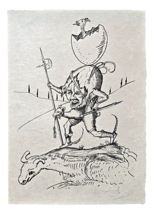 Salvador Dali, Pantagruel or Henry II from Les Songes Drôlatiques de Pantagruel, Original Large Lithograph, 1973