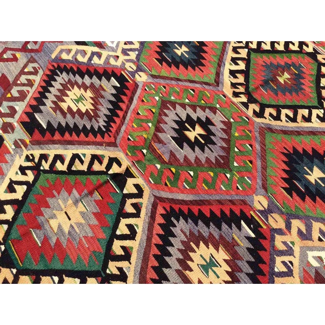 1960s Vintage Turkish Kilim Rug - 58" X 108" For Sale - Image 5 of 9
