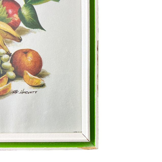 Vintage Mid Century Framed Fruit Print With Green Frame R. F. Harnett For Sale - Image 4 of 4