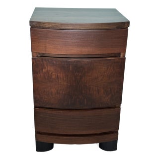 1940s Art Deco Curved Bow Front Burled Nightstand - Single For Sale