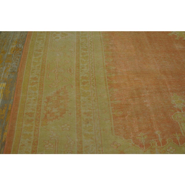 Textile Supreme Peach Color With a Small Detail Medallion Antique Turkish Oushak Rug For Sale - Image 7 of 11