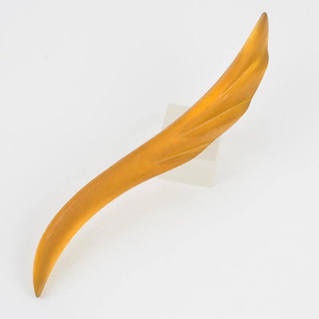 Contemporary Migeon and Migeon Paris Extra-Long Orange Resin Brooch For Sale - Image 3 of 8