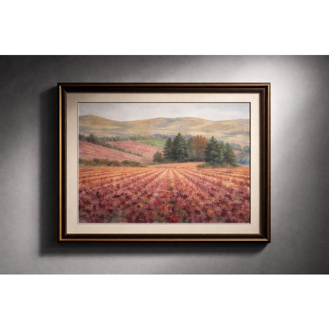 Late 20th Century Late 20th Century Signed Autumn Vineyard Landscape Watercolor by Henderson, S.W.A. — Framed For Sale - Image 5 of 7