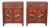 Pair of 19th Century Chinese Gansu Red-Painted Cabinets With Polychrome Floral Decoration For Sale