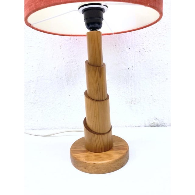 Contemporary Vintage Scandinavian Table Lamp in Pine, 1970s For Sale - Image 3 of 7