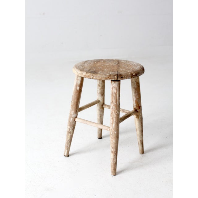 Vintage Farmhouse Stool For Sale - Image 4 of 12