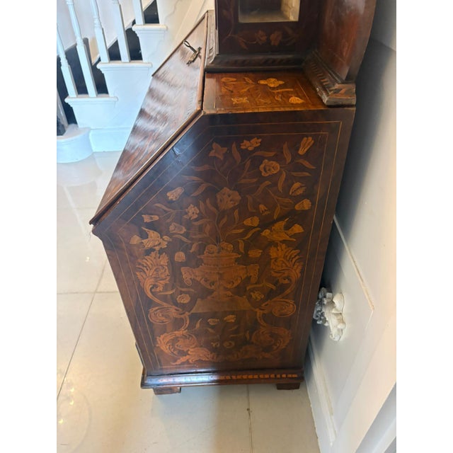 Antique Dutch Marquetry Walnut Bureau Bookcase, 1780 For Sale - Image 11 of 18