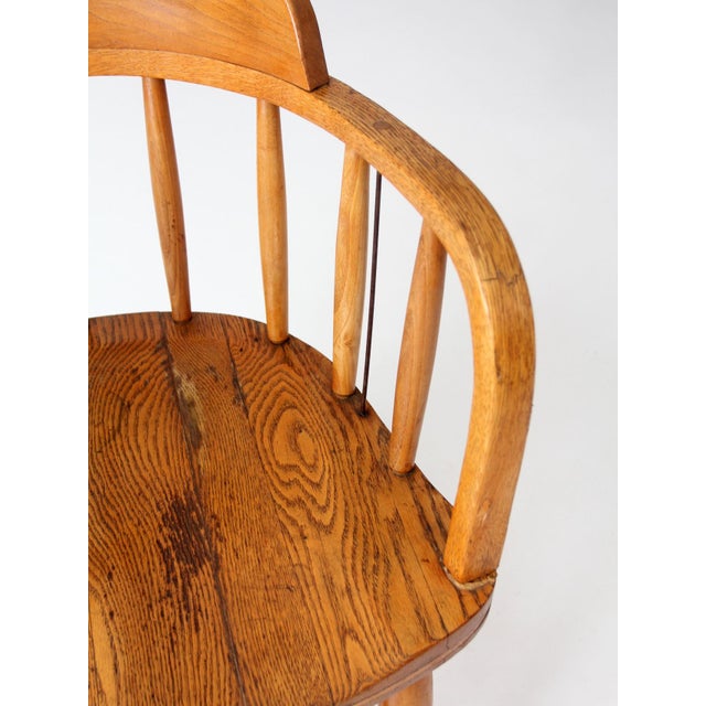 Early 20th Century Vintage Oak Captain's Chair For Sale - Image 5 of 17