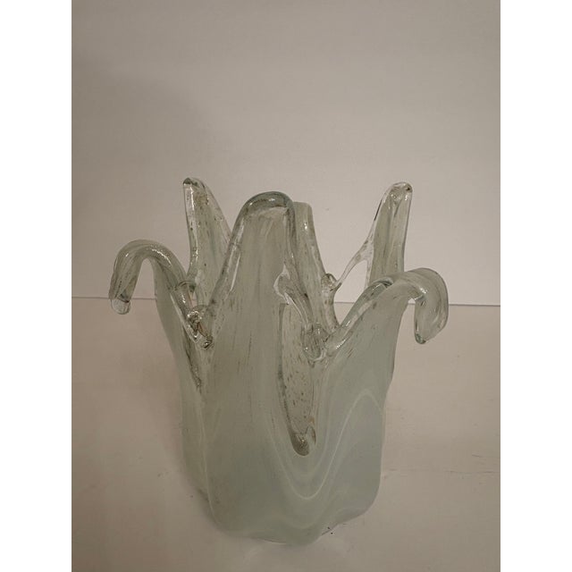 Glass 1960s Murano Venetian Hand Blown Glass Opaque Tall Vase For Sale - Image 7 of 8