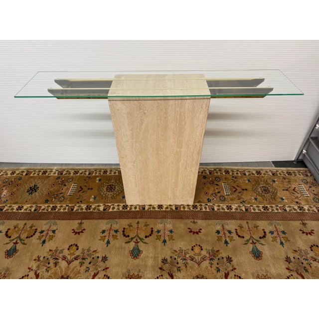 Mid-Century Modern Artedi Travertine Console Table For Sale - Image 3 of 13