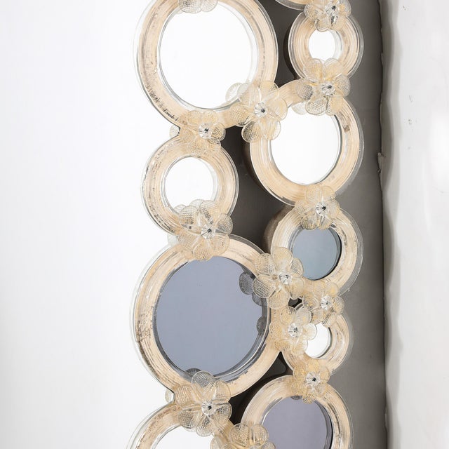 Modernist Hand-Blown Murano Glass Mirror W/ Gold Fleck Applique Border Detailing For Sale In New York - Image 6 of 18