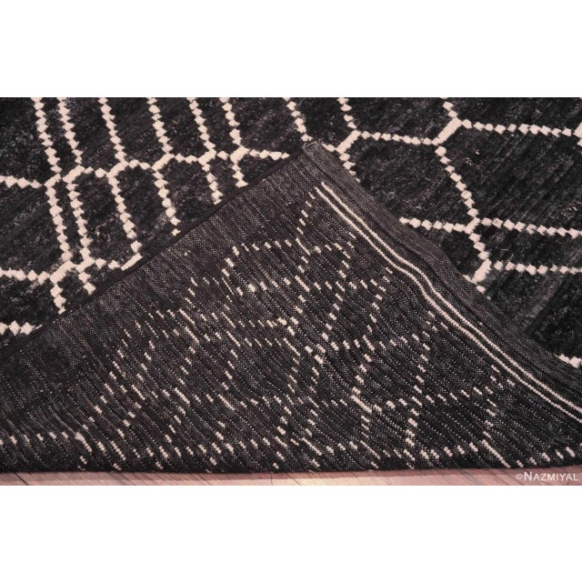 Beautiful Large Size Black and White Color Tribal Berber Moroccan Beni Ourain Design Modern Area Rug, Country Of Origin:...