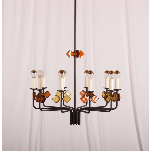 Metal Scandinavian Modern Chandelier by Svend Aage Holm Sørensen for Holm Sørensen & Co, 1950s For Sale - Image 7 of 10