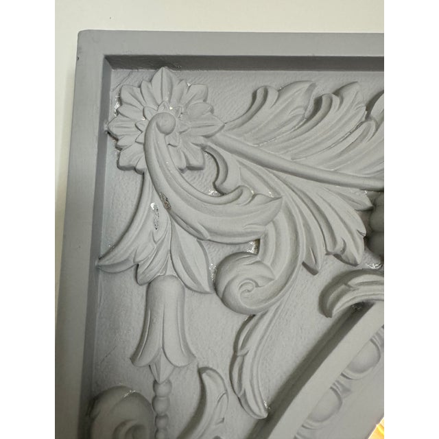French French Inspired Carved Frame Full Length Gray Floor Mirror With Arched Mirror For Sale - Image 3 of 12