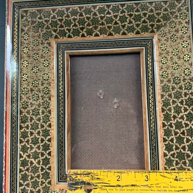 Pair of Vintage Persian Khatamkari Micro-Mosaic Geometric Photo Frames For Sale - Image 10 of 14
