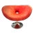 1990s Vintage Red Tulip Chrome Base Swivel Lounge Chair For Sale